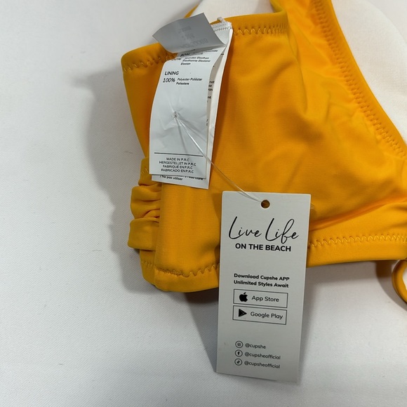 NWT Cupshe padded, yellow top w/summer Mae’s black Boy, short bikini, bottom - Picture 4 of 10